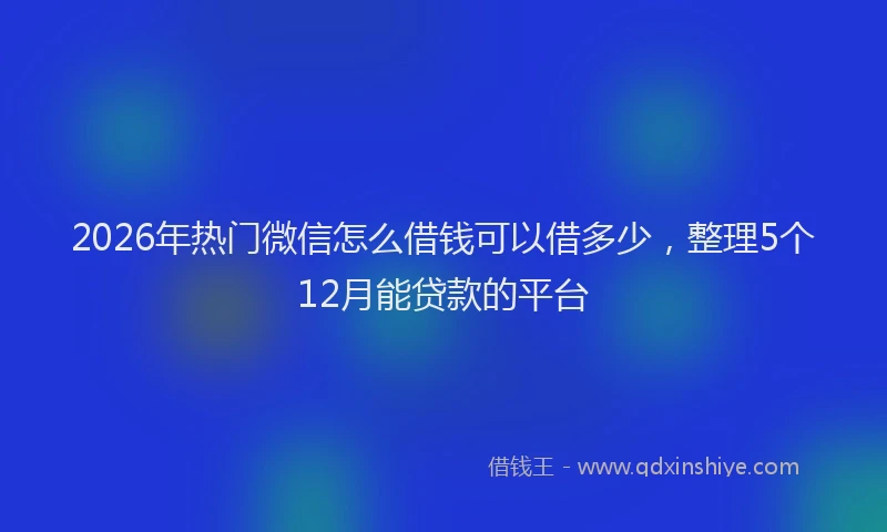 2026年热门微信怎么借钱可以借多少,整理5个12月能贷款的平台