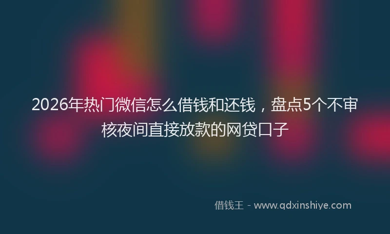 2026年热门微信怎么借钱和还钱,盘点5个不审核夜间直接放款的网贷口子