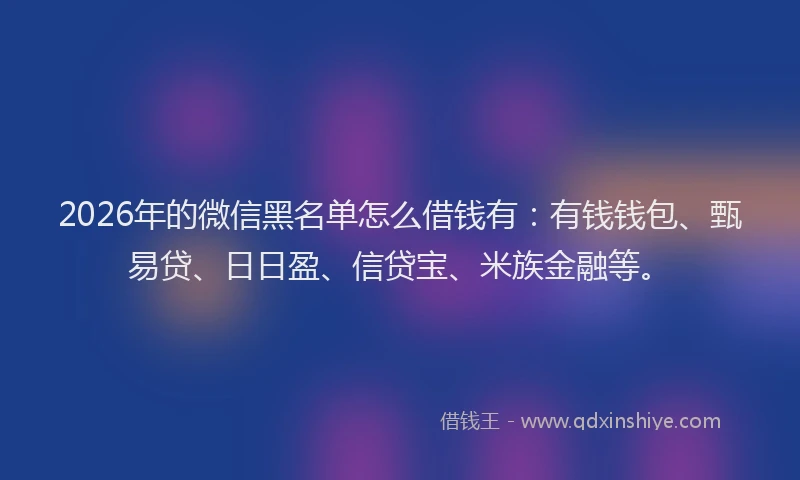 2026年的微信黑名单怎么借钱有：有钱钱包、甄易贷、日日盈、信贷宝、米族金融等。
