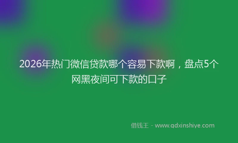 2026年热门微信贷款哪个容易下款啊，盘点5个网黑夜间可下款的口子