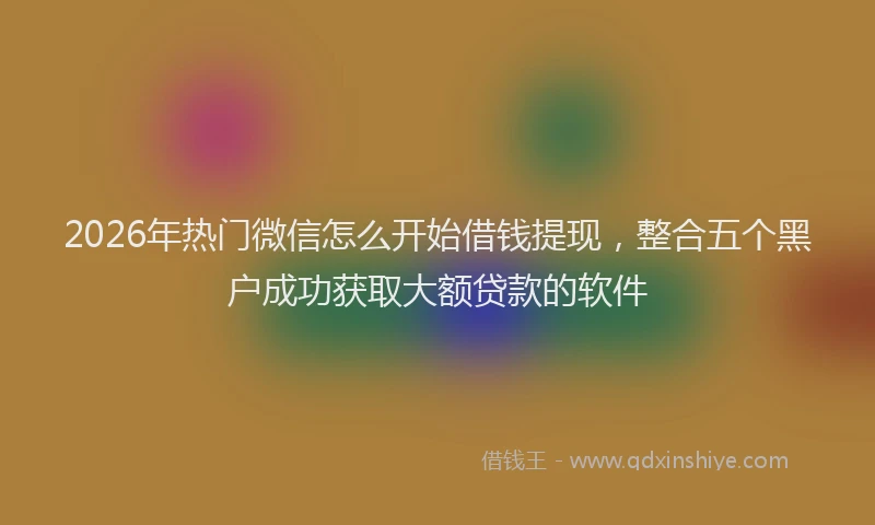 2026年热门微信怎么开始借钱提现，整合五个黑户成功获取大额贷款的软件