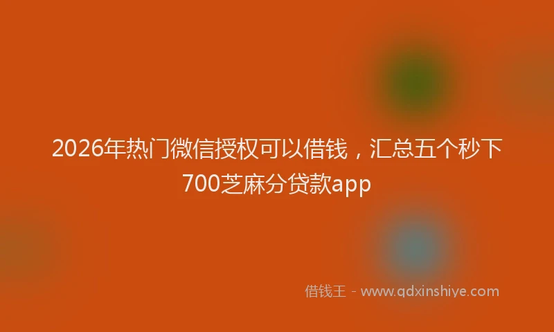 2026年热门微信授权可以借钱，汇总五个秒下700芝麻分贷款app