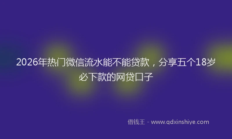 2026年热门微信流水能不能贷款，分享五个18岁必下款的网贷口子