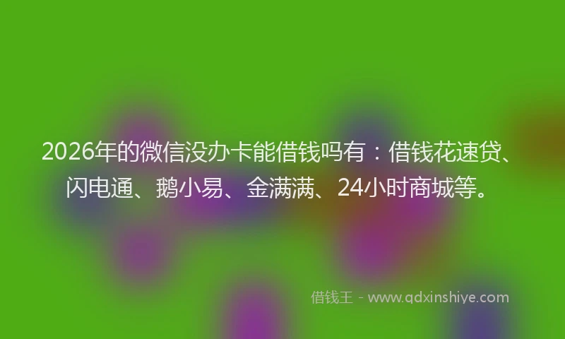 2026年的微信没办卡能借钱吗有：借钱花速贷、闪电通、鹅小易、金满满、24小时商城等。