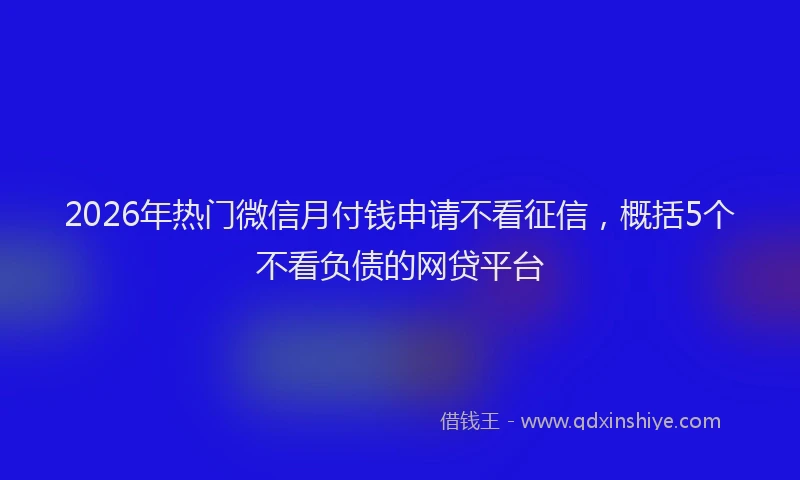 2026年热门微信月付钱申请不看征信，概括5个不看负债的网贷平台