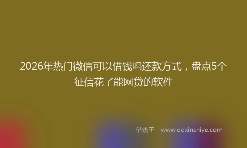 2026年热门微信可以借钱吗还款方式，盘点5个征信花了能网贷的软件