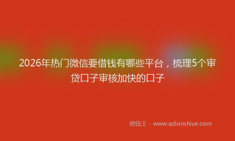 2026年热门微信要借钱有哪些平台，梳理5个审贷口子审核加快的口子