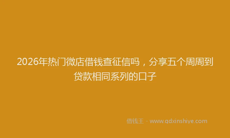 2026年热门微店借钱查征信吗，分享五个周周到贷款相同系列的口子