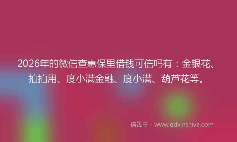 2026年的微信查惠保里借钱可信吗有：金银花、拍拍用、度小满金融、度小满、葫芦花等。