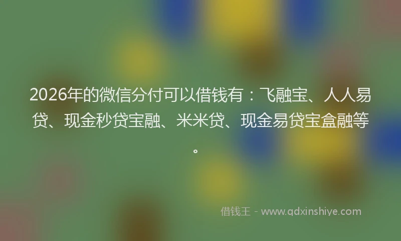 2026年的微信分付可以借钱有：飞融宝、人人易贷、现金秒贷宝融、米米贷、现金易贷宝盒融等。