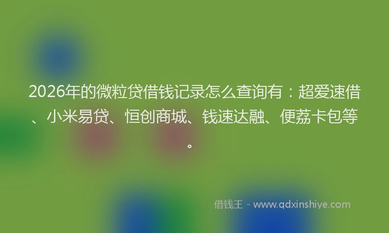 2026年的微粒贷借钱记录怎么查询有：超爱速借、小米易贷、恒创商城、钱速达融、便荔卡包等。
