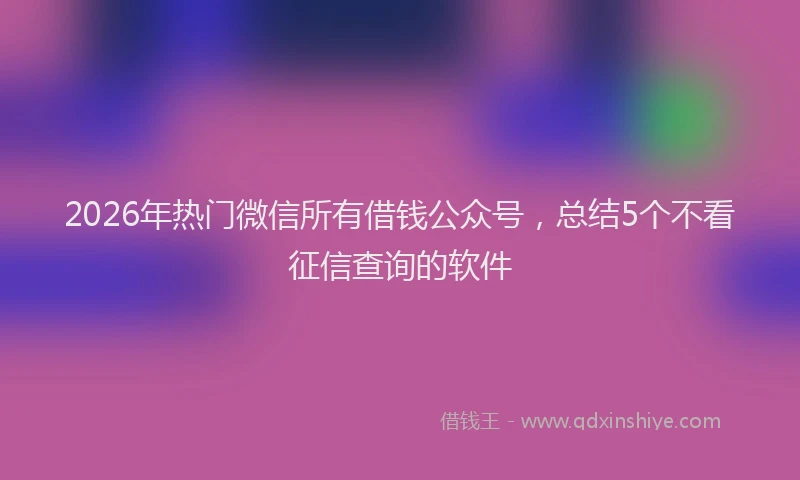 2026年热门微信所有借钱公众号，总结5个不看征信查询的软件