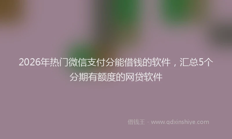 2026年热门微信支付分能借钱的软件，汇总5个分期有额度的网贷软件