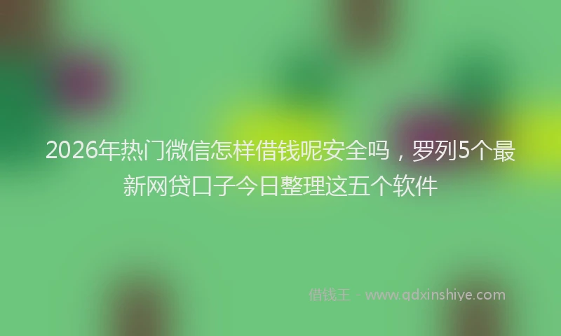 2026年热门微信怎样借钱呢安全吗,罗列5个最新网贷口子今日整理这五个软件