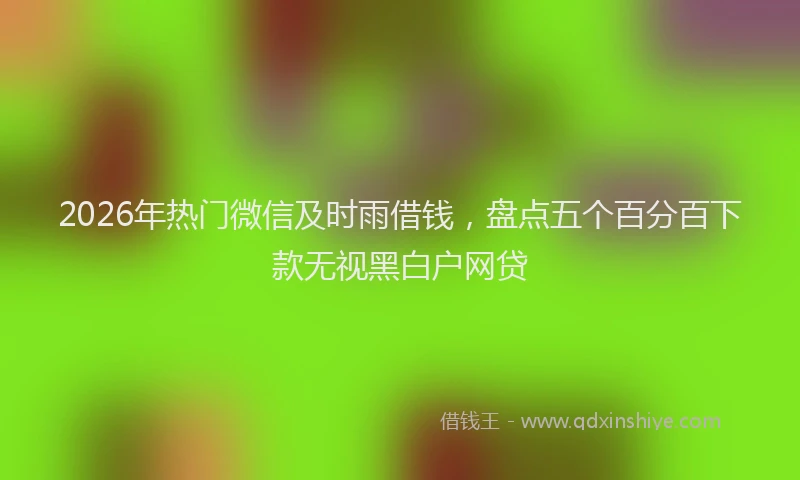 2026年热门微信及时雨借钱，盘点五个百分百下款无视黑白户网贷