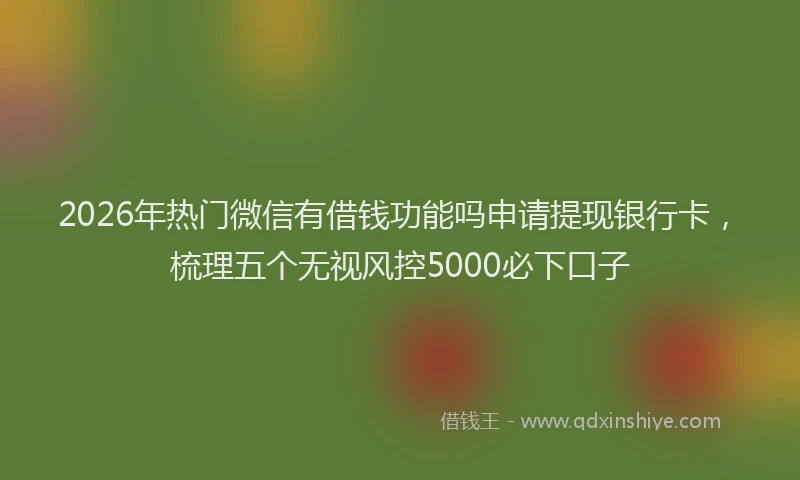 2026年热门微信有借钱功能吗申请提现银行卡,梳理五个无视风控5000必下口子
