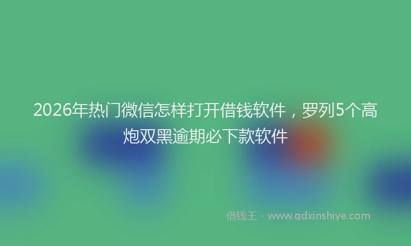 2026年热门微信怎样打开借钱软件，罗列5个高炮双黑逾期必下款软件