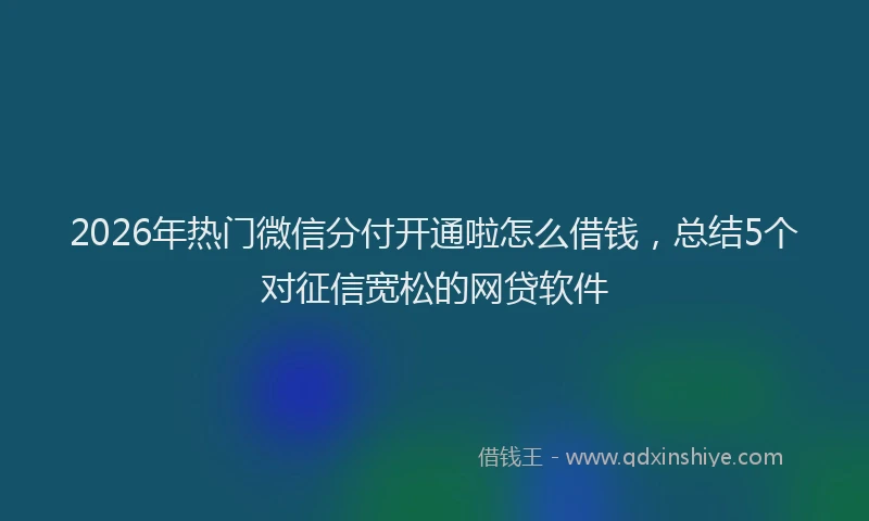 2026年热门微信分付开通啦怎么借钱，总结5个对征信宽松的网贷软件