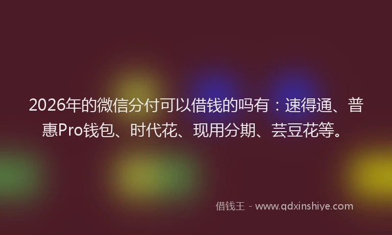 2026年的微信分付可以借钱的吗有：速得通、普惠Pro钱包、时代花、现用分期、芸豆花等。