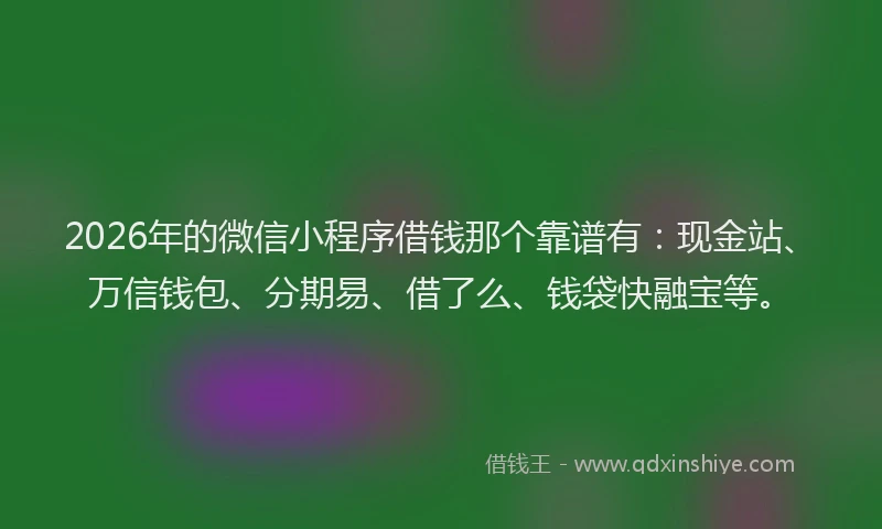 2026年的微信小程序借钱那个靠谱有：现金站、万信钱包、分期易、借了么、钱袋快融宝等。