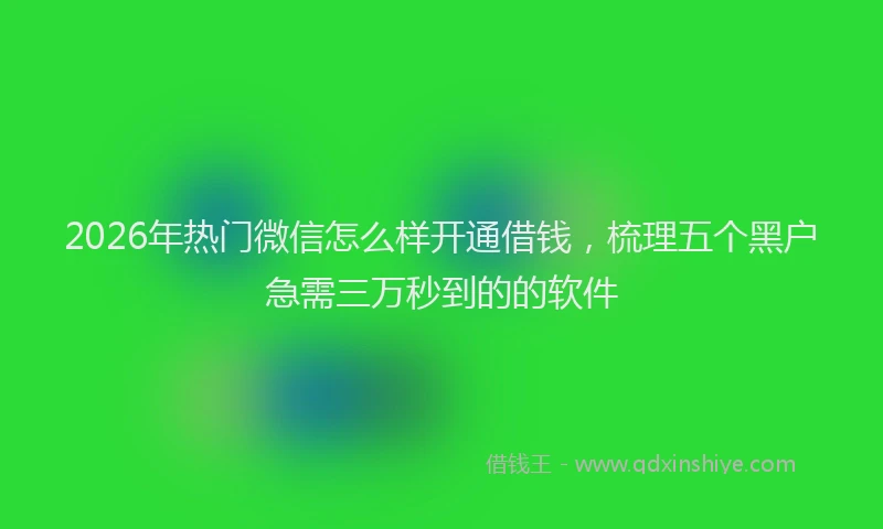 2026年热门微信怎么样开通借钱,梳理五个黑户急需三万秒到的的软件