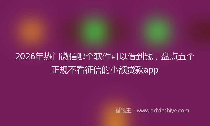2026年热门微信哪个软件可以借到钱，盘点五个正规不看征信的小额贷款app