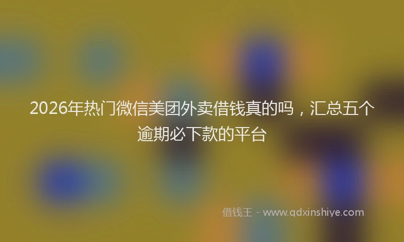 2026年热门微信美团外卖借钱真的吗，汇总五个逾期必下款的平台