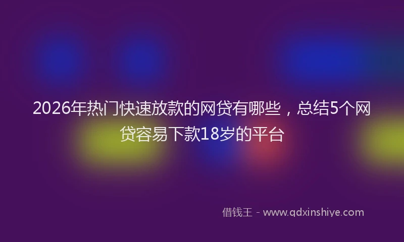 2026年热门快速放款的网贷有哪些，总结5个网贷容易下款18岁的平台