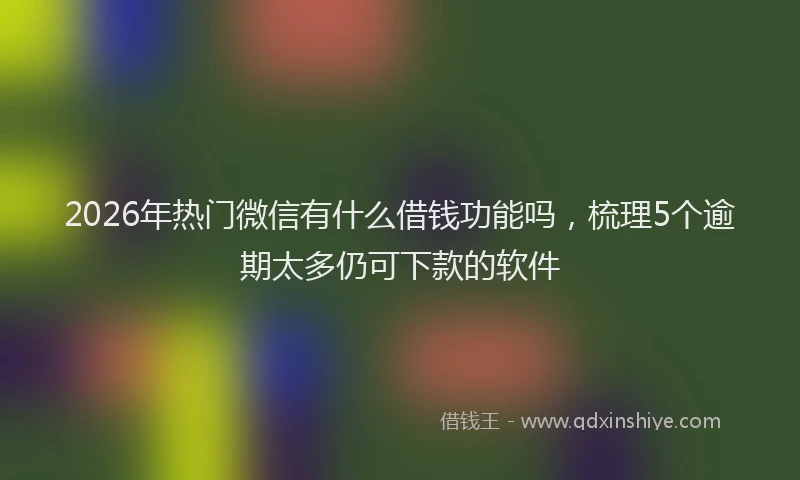 2026年热门微信有什么借钱功能吗，梳理5个逾期太多仍可下款的软件
