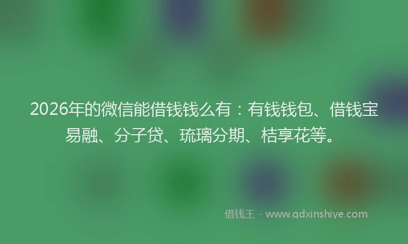 2026年的微信能借钱钱么有:有钱钱包、借钱宝易融、分子贷、琉璃分期、桔享花等。