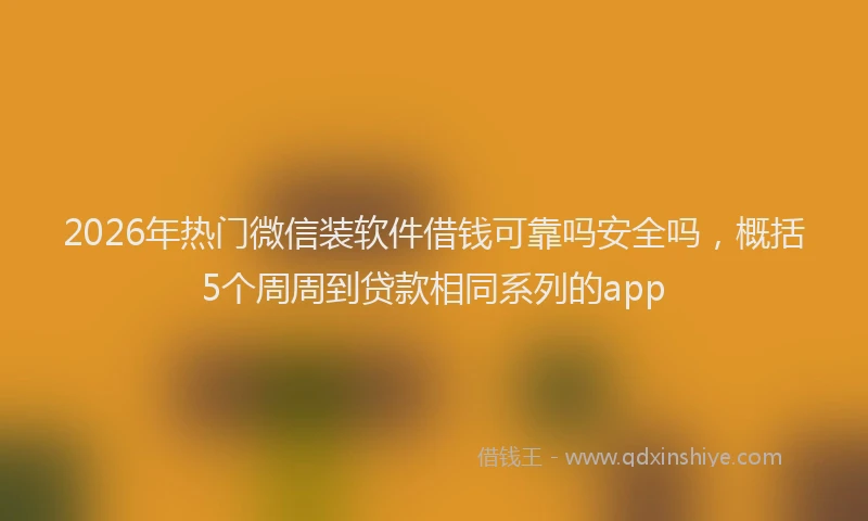 2026年热门微信装软件借钱可靠吗安全吗，概括5个周周到贷款相同系列的app