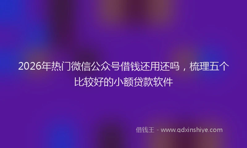 2026年热门微信公众号借钱还用还吗，梳理五个比较好的小额贷款软件