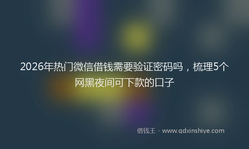 2026年热门微信借钱需要验证密码吗，梳理5个网黑夜间可下款的口子