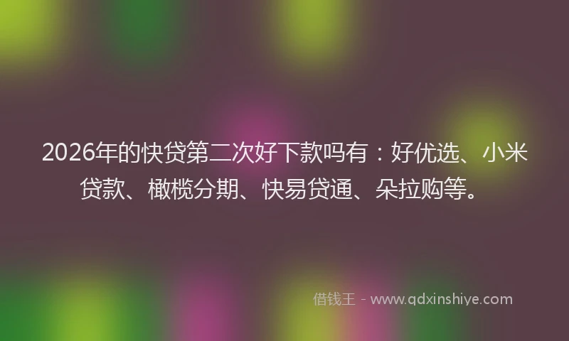 2026年的快贷第二次好下款吗有：好优选、小米贷款、橄榄分期、快易贷通、朵拉购等。