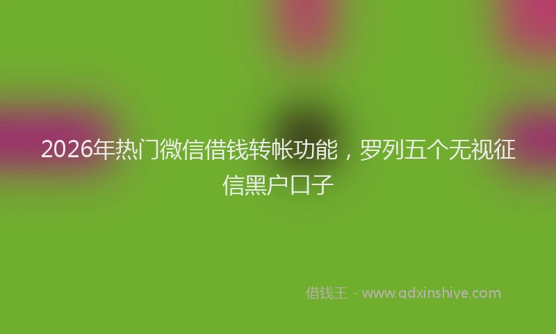 2026年热门微信借钱转帐功能，罗列五个无视征信黑户口子