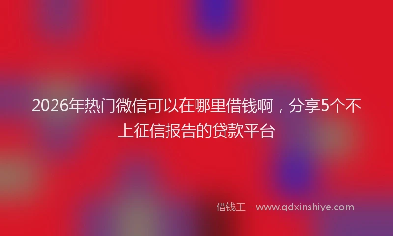 2026年热门微信可以在哪里借钱啊，分享5个不上征信报告的贷款平台