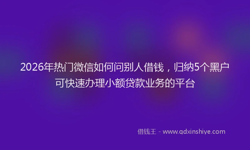 2026年热门微信如何问别人借钱,归纳5个黑户可快速办理小额贷款业务的平台