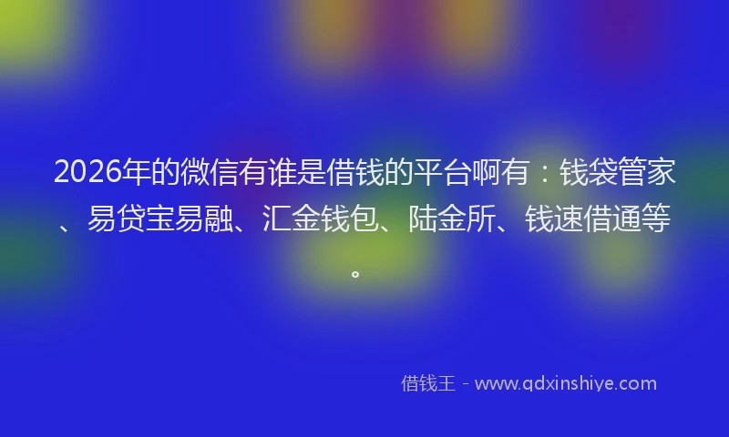 2026年的微信有谁是借钱的平台啊有：钱袋管家、易贷宝易融、汇金钱包、陆金所、钱速借通等。
