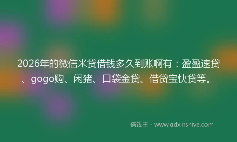 2026年的微信米贷借钱多久到账啊有：盈盈速贷、gogo购、闲猪、口袋金贷、借贷宝快贷等。
