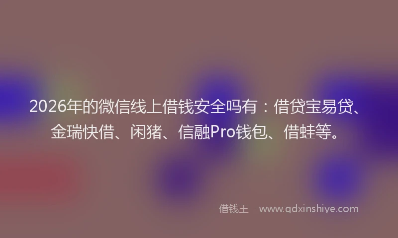 2026年的微信线上借钱安全吗有：借贷宝易贷、金瑞快借、闲猪、信融Pro钱包、借蛙等。