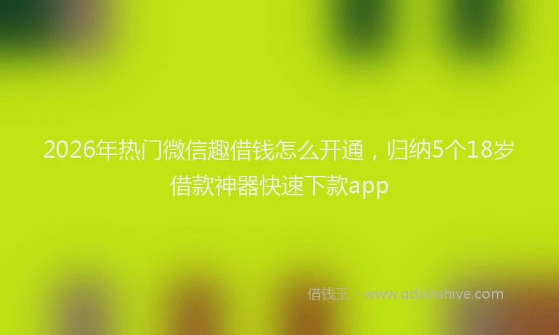 2026年热门微信趣借钱怎么开通，归纳5个18岁借款神器快速下款app