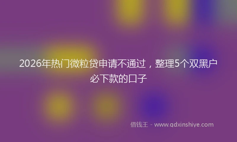 2026年热门微粒贷申请不通过，整理5个双黑户必下款的口子