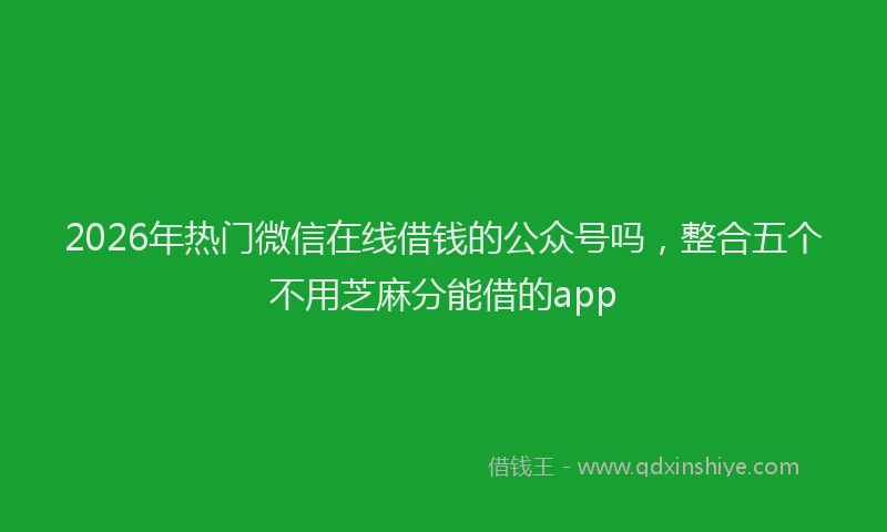 2026年热门微信在线借钱的公众号吗，整合五个不用芝麻分能借的app