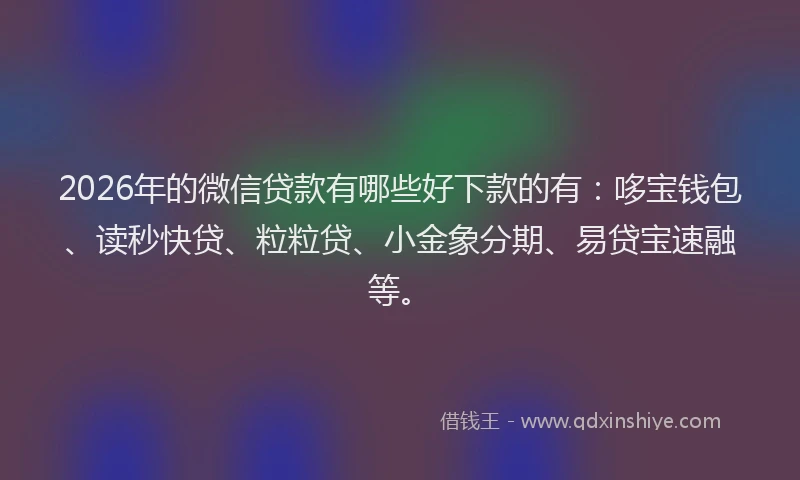 2026年的微信贷款有哪些好下款的有：哆宝钱包、读秒快贷、粒粒贷、小金象分期、易贷宝速融等。