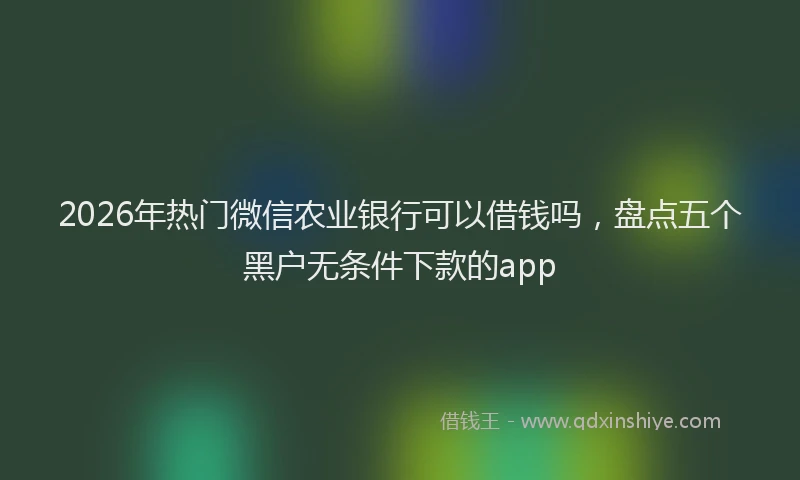 2026年热门微信农业银行可以借钱吗，盘点五个黑户无条件下款的app