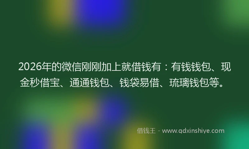2026年的微信刚刚加上就借钱有：有钱钱包、现金秒借宝、通通钱包、钱袋易借、琉璃钱包等。