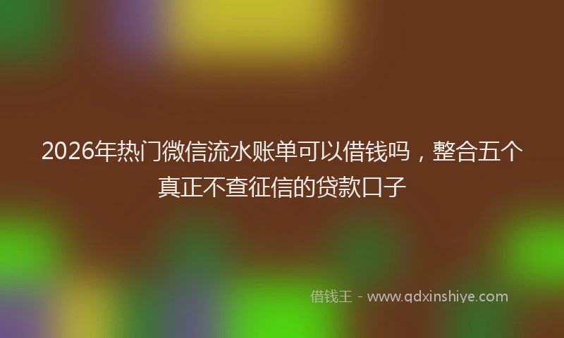 2026年热门微信流水账单可以借钱吗，整合五个真正不查征信的贷款口子