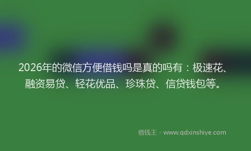 2026年的微信方便借钱吗是真的吗有：极速花、融资易贷、轻花优品、珍珠贷、信贷钱包等。