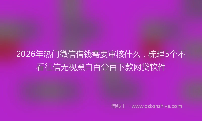 2026年热门微信借钱需要审核什么，梳理5个不看征信无视黑白百分百下款网贷软件