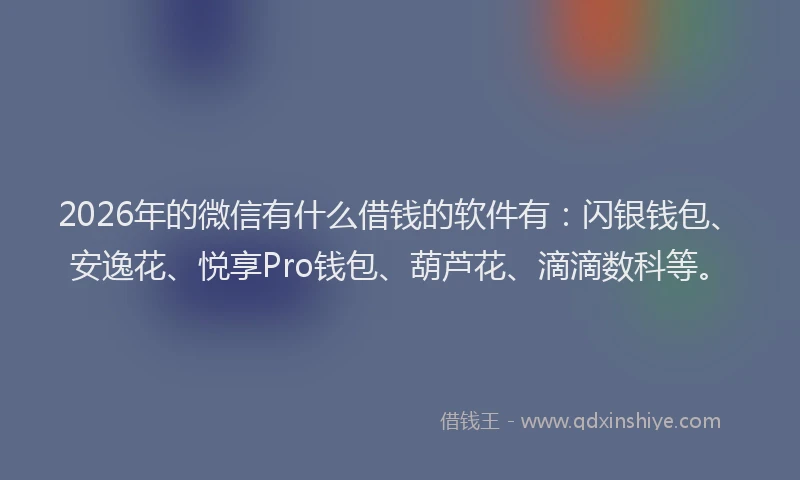 2026年的微信有什么借钱的软件有：闪银钱包、安逸花、悦享Pro钱包、葫芦花、滴滴数科等。